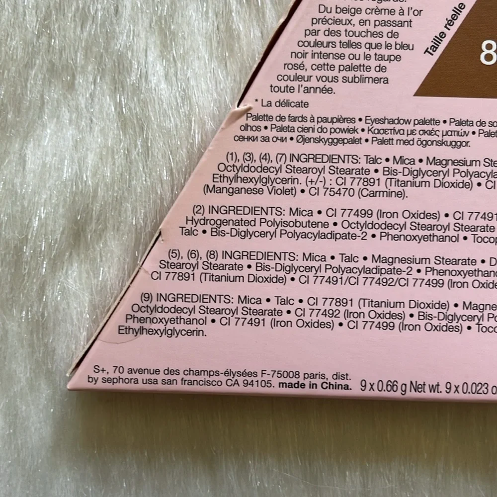 Sephora Cosmetics The Delicate 9 Shades Colors Eyeshadow Makeup Beauty Palette